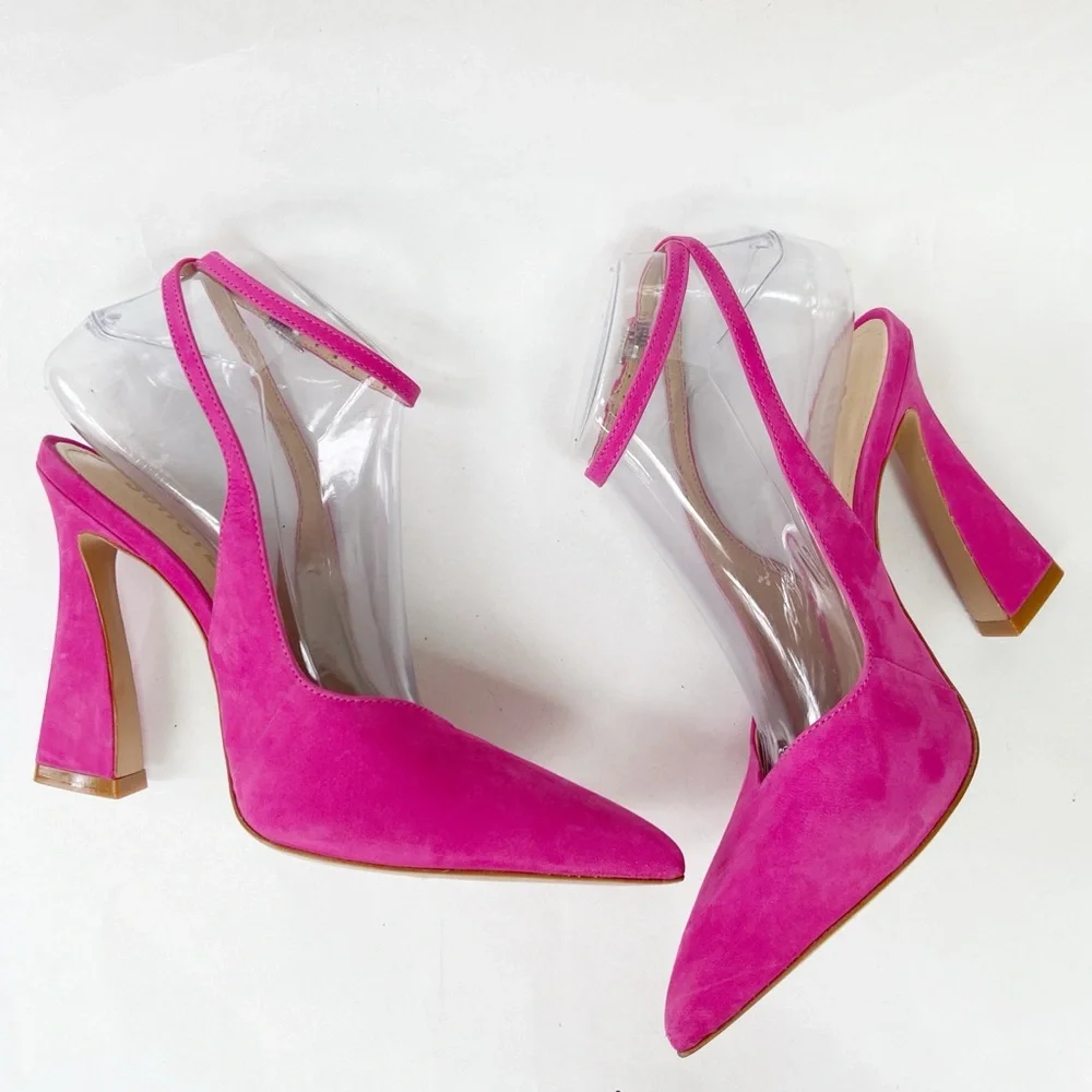 Schutz Pink Suede Leather Pump Size 7B - Picture 7 of 12